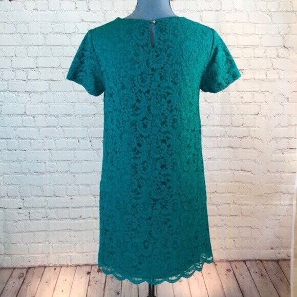 Cece Dress Jade Green Lace Shift Short Sleeve Knee Length Size 6 - Picture 2 of 8